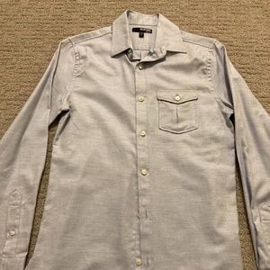 Textured blue button down